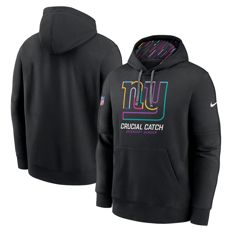 Men's New York Giants Black 2024 Crucial Catch Club Pullover Hoodie